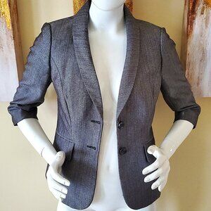 The Limited Women's Gray/Black 3Q Sleeve Blazer Jacket SZ S